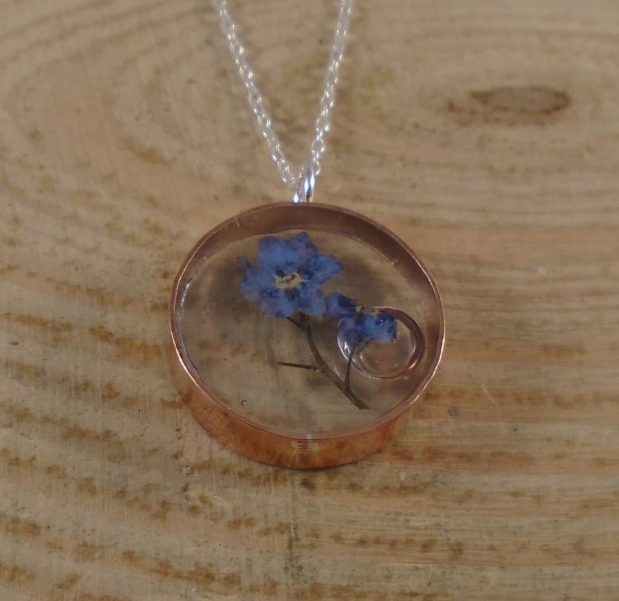 Copper Forget Me Not Necklace