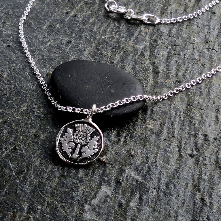 Recycled Sterling Silver Thistle Pendant