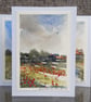 A Field of Poppies. Blank Card. Original Painting. Red Flowers