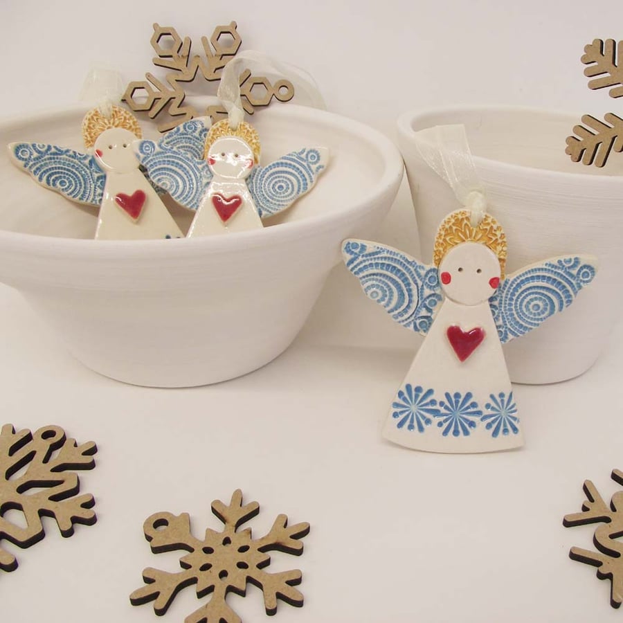 Ceramic Christmas Angel Pottery angel guardian angel Christmas decoration