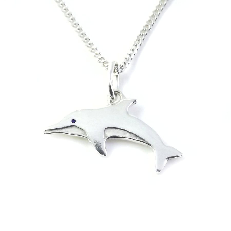 Dolphin Pendant (Small), Wildlife Necklace, Silver Nature Jewellery, Animal Gift
