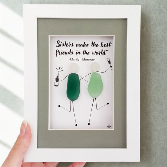 Sister Sea Glass Artwork - Marilyn Monroe Quote - Unique Gift for Sister or Twin