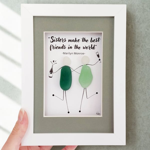 Sister Sea Glass Artwork - Marilyn Monroe Quote - Unique Gift for Sister or Twin