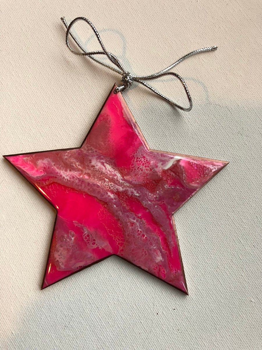Star ornament, decoration, bright  pink , 125mm