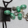 Mixed Metal Beads green beads, filigree beads and engraved beads