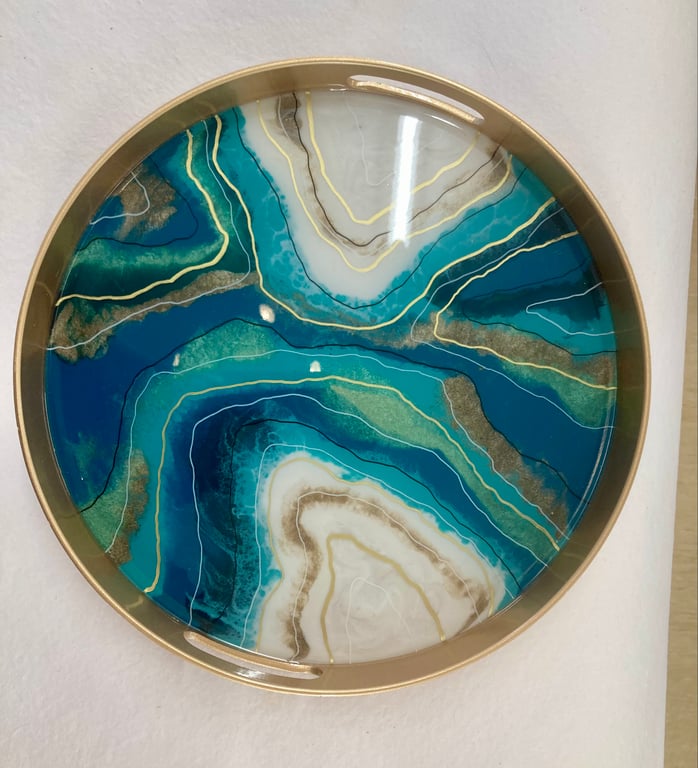 Drinks tray Alcohol Ink and Resin