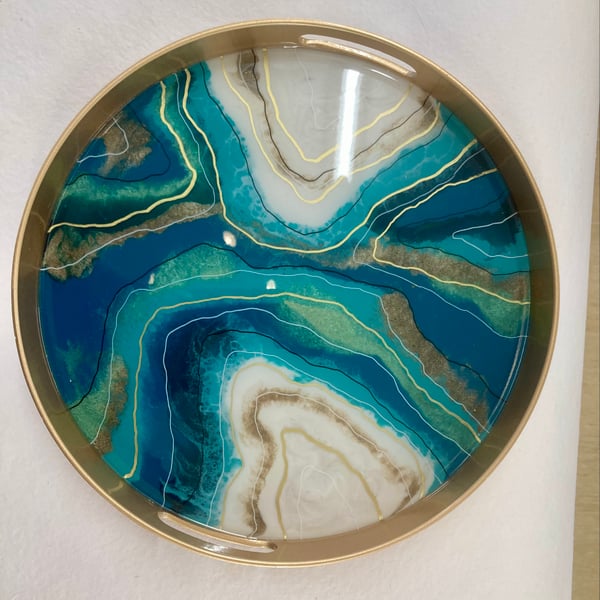 Drinks tray Alcohol Ink and Resin