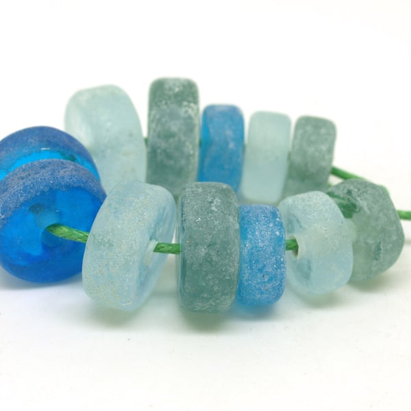 Blue & Green Glass Beads - SRA Lampwork Bead Set