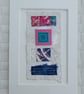 Pretty Patterned Pink Blue Teal Handstitched Geometric Small Art Pictures - Image 7