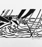 Nautical print, nautical Lino print, sailing print, sailing Lino print  - Image 3
