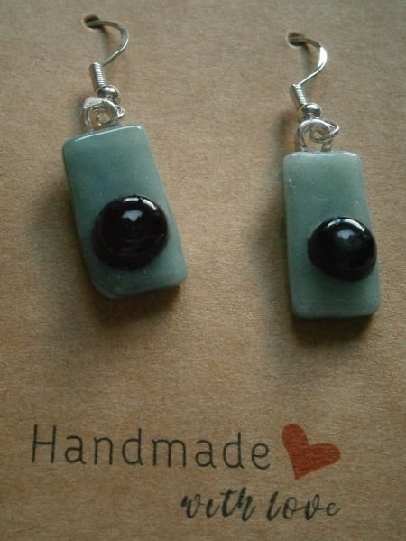 Fused glass Sheepy earrings