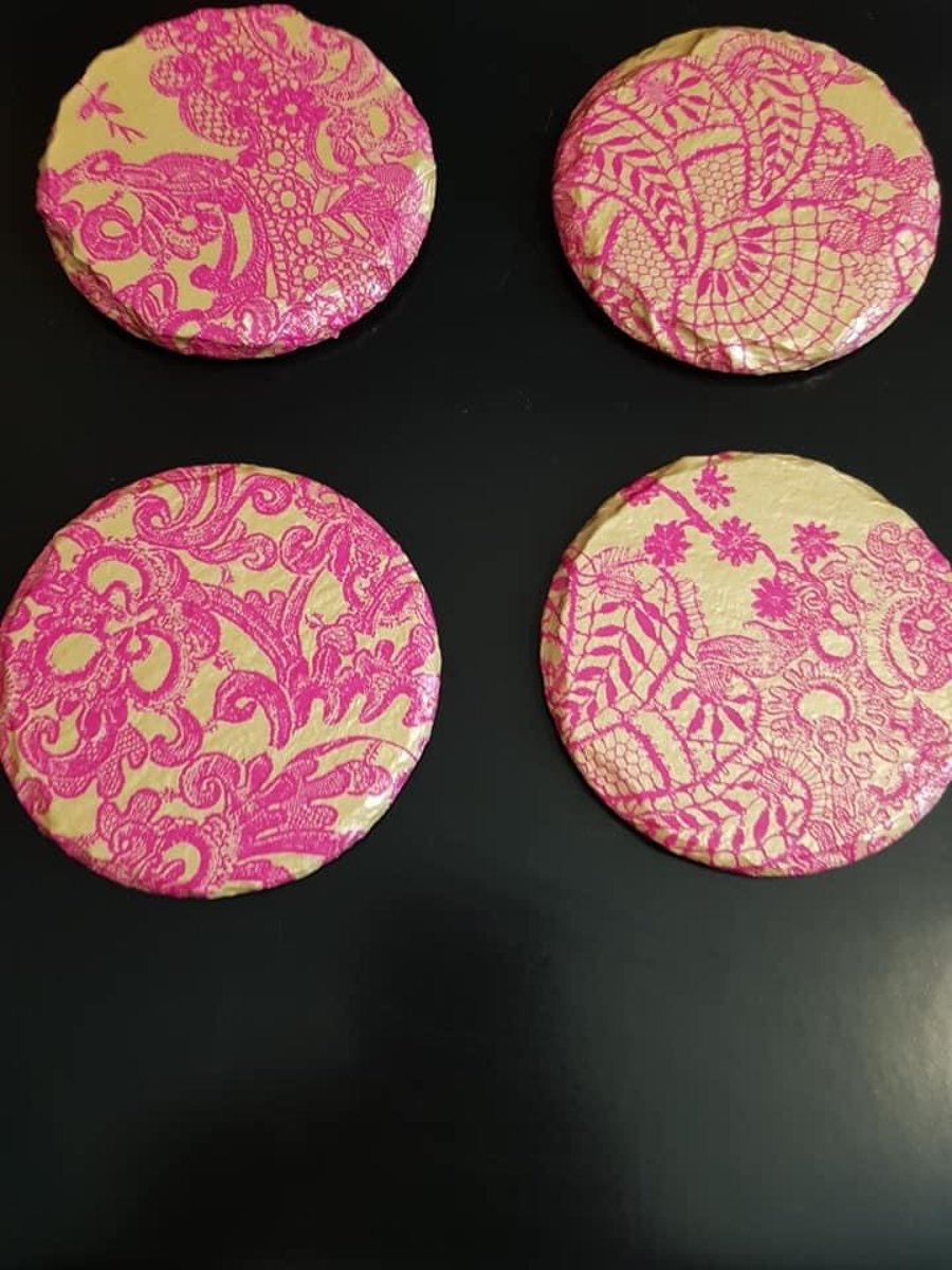Gold & Pink slate Coasters 