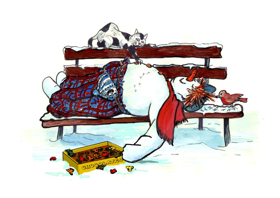 Lying Snowman Chocs sticker