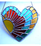Sun Heart Suncatcher Stained Glass Sunset Sea Handmade  - Image 8