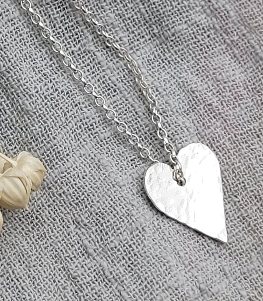 STERLING SILVER TEXTURED HEART PENDANT, PERFECT  GIFT