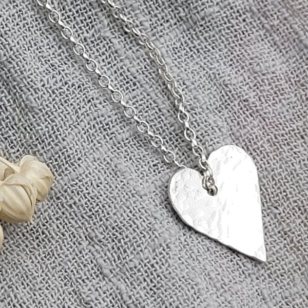 STERLING SILVER TEXTURED HEART PENDANT, PERFECT  GIFT
