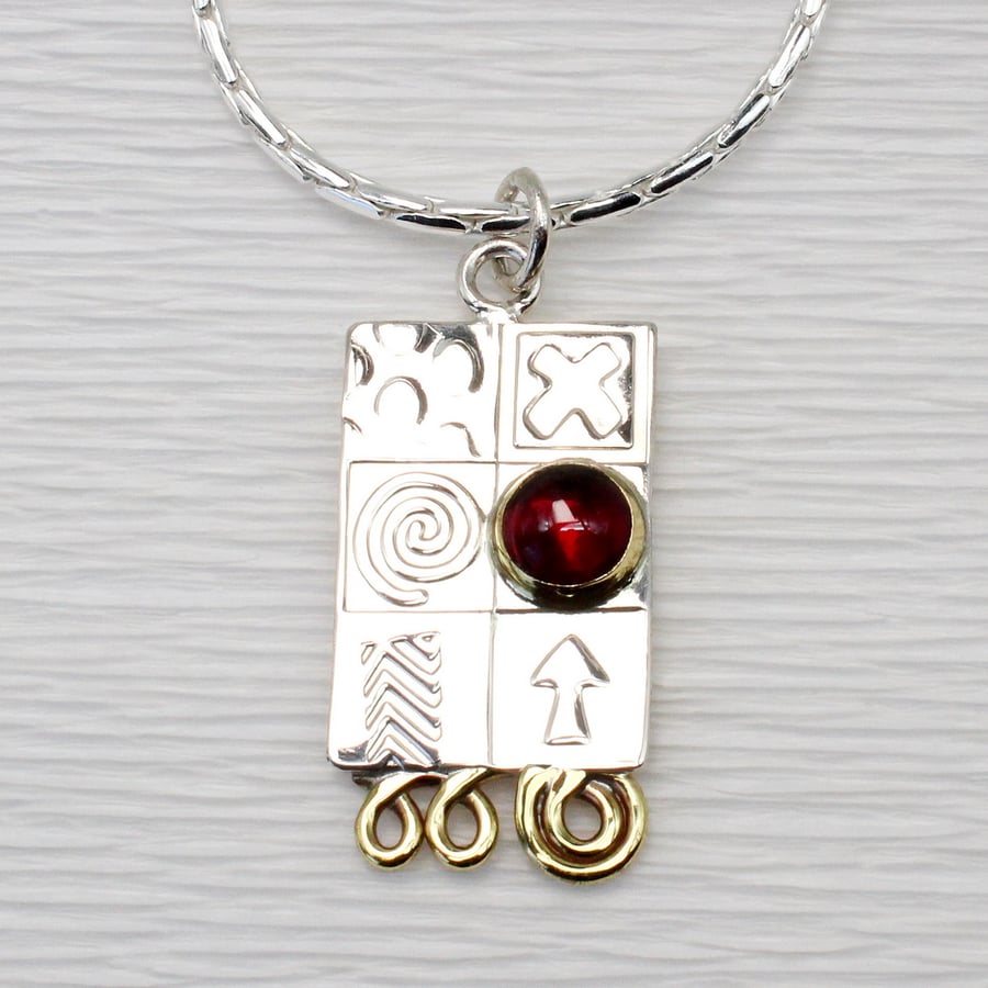 Handmade garnet pendant, sterling silver necklace with a choice of gemstones.