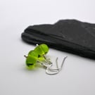 small green lampwork glass earrings