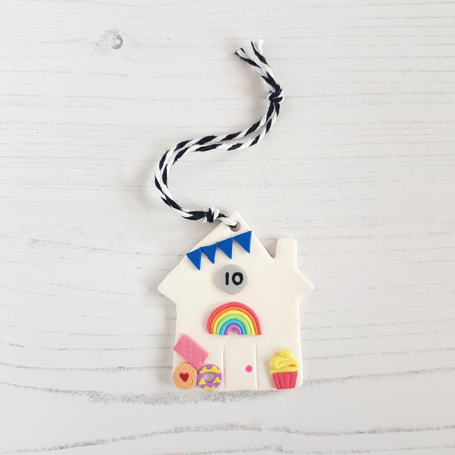 HRJ 10th Birthday House hanging decoration OR Magnet, Hand painted