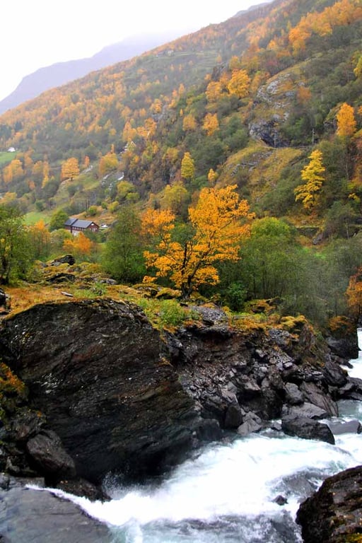 Waterfall Flamsdalen Valley Flam Norway Scandinavia Photograph Print
