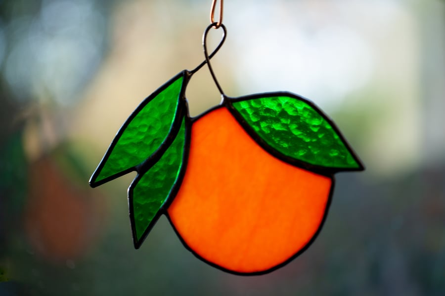 Stained Glass Orange Suncatcher