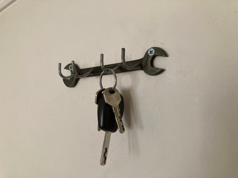 Key Rack, 4 Hooks, Upcycled Unbranded Vintage Spanner