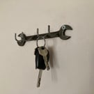 Key Rack, 4 Hooks, Upcycled Unbranded Vintage Spanner