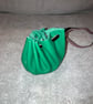 Green coloured leather drawstring dice bag - coin pouch - Image 1