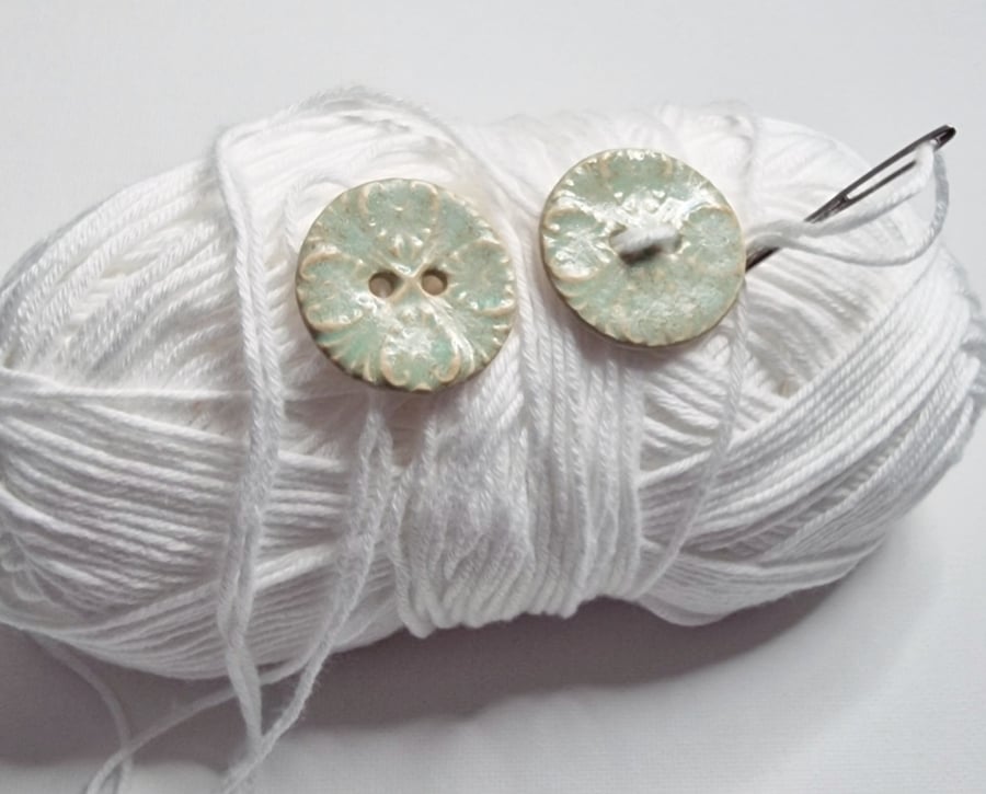 Set of two Handmade Ceramic Buttons 