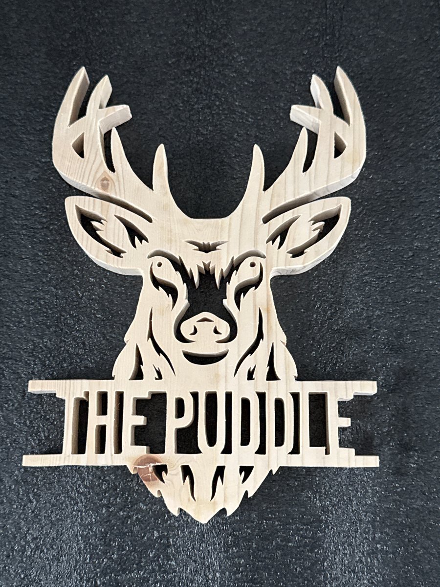 Personalised Deer Head Name Sign – Solid Pine Stag Wall Art –  Man cave 