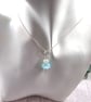 Blue Shimmer Glass Bead Pendant, Sterling Silver with Quartz - Chain is Optional - Image 8
