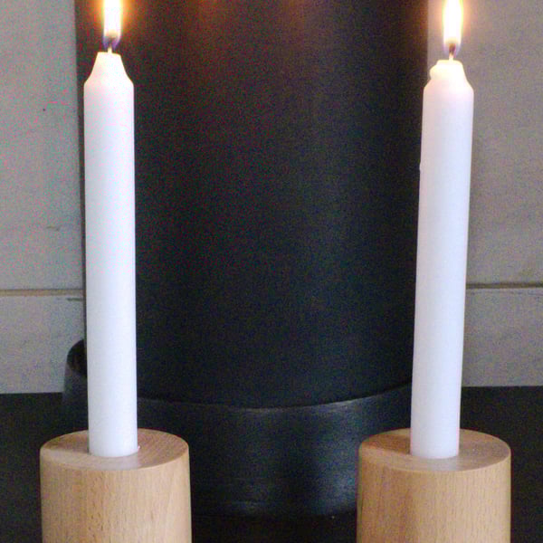 Beech wood candle holder