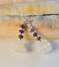 Real Sapphire, Moonstone & Sterling Silver Earrings, September Birthstone Gift - Image 3