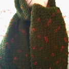 Crocheted handmade scarf - Green and Orange Crocheted Scarf - Crocheted Gift