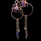 Statement Amethyst Copper Earrings - 7th Wedding Anniversary, Gift for her