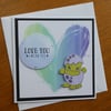 Dinosaur Card - Love You - Valentines Day, Anniversary, Birthday