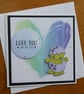 Dinosaur Card - Love You - Valentines Day, Anniversary, Birthday
