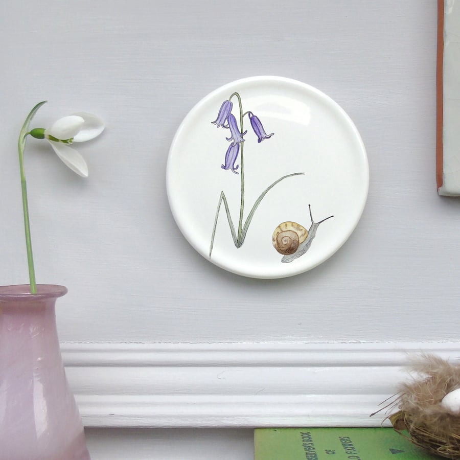 Bluebell and snail mini wall plate