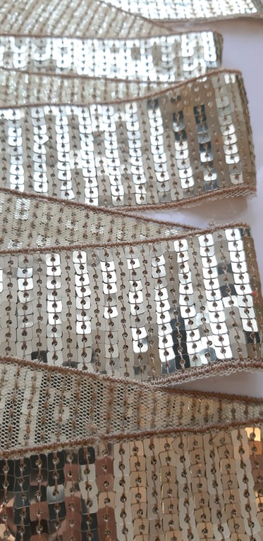 1 metre gold sequinned trim, gold braid, decorative sequinned ribbon