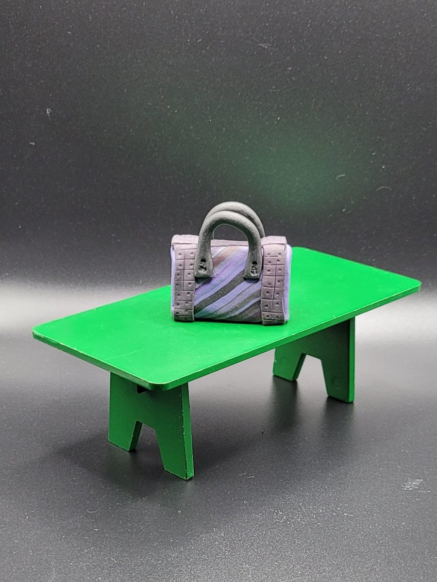 Handmade Polymer Clay Miniature Handbag, Dollhouse Accessory, Fashion Purse
