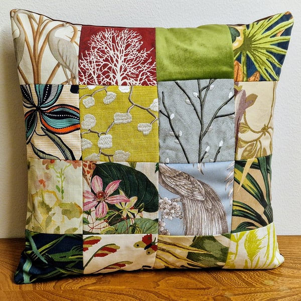 Handmade 45cm x 45cm patchwork cushion cover 