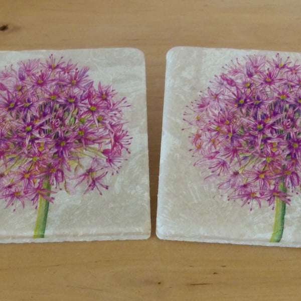 Marble 'Allium' Coasters