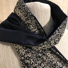 Liberty of London Print Long Scarf.Cotton Tana Lawn and Velvet  