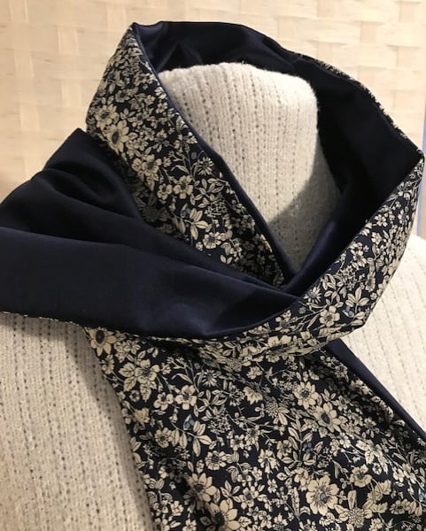 Liberty of London Print Long Scarf.Cotton Tana Lawn and Velvet  