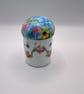 Vintage Upcycled Blue Ribbon Cup Pin Cushion - Staffordshire Bone China - Image 2