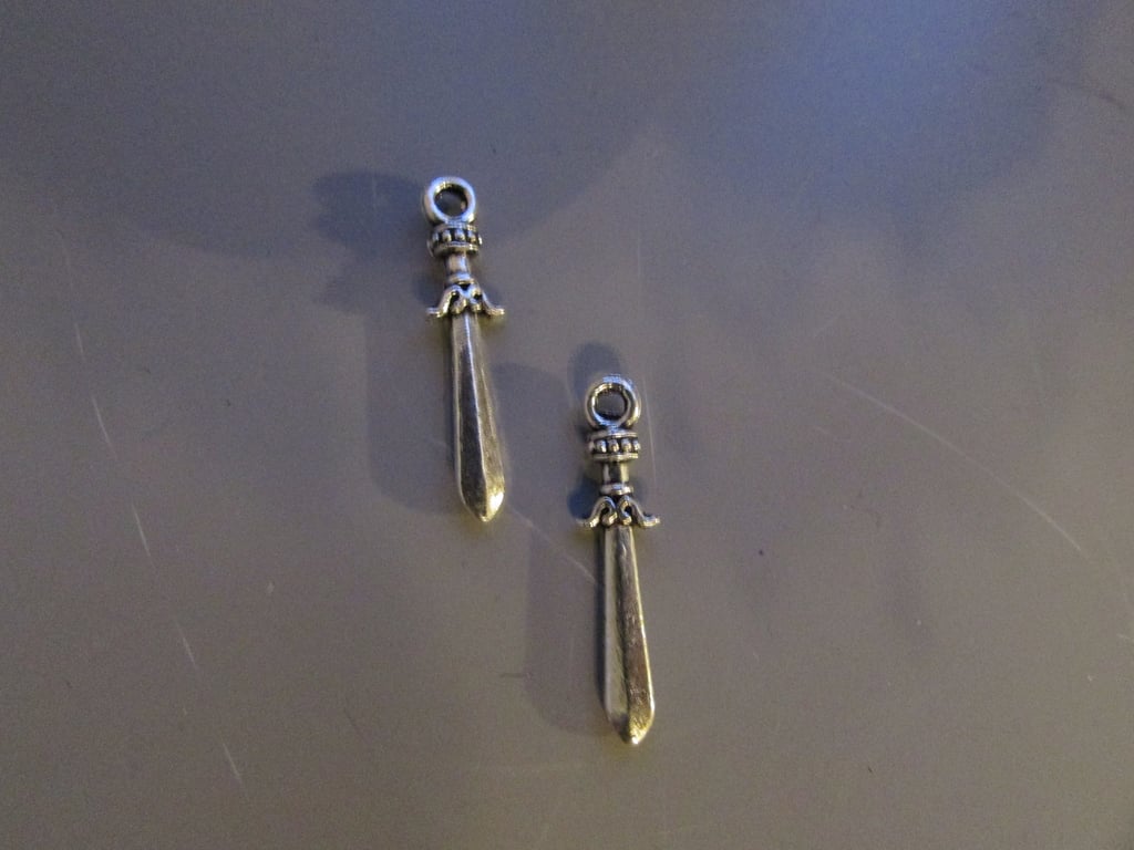 Silver Dagger Sword Tibetan Jewellery Charm x 2