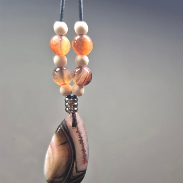 Red Black Onyx Druzy Teardrop Pendant