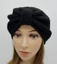 Handmade knitted turban for women, black hat, front knotted turban hat - Image 3
