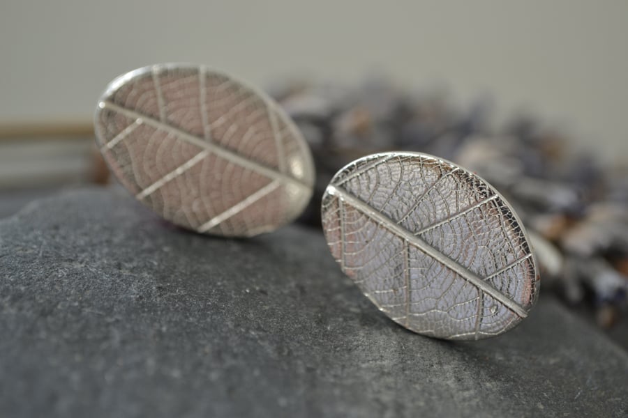 Leaf texture cufflinks; perfect for Fathers Day, Groom, or Best Man gifts