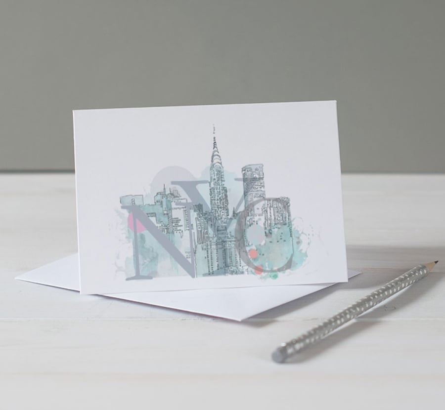 New York Skyline Blank Greeting Card